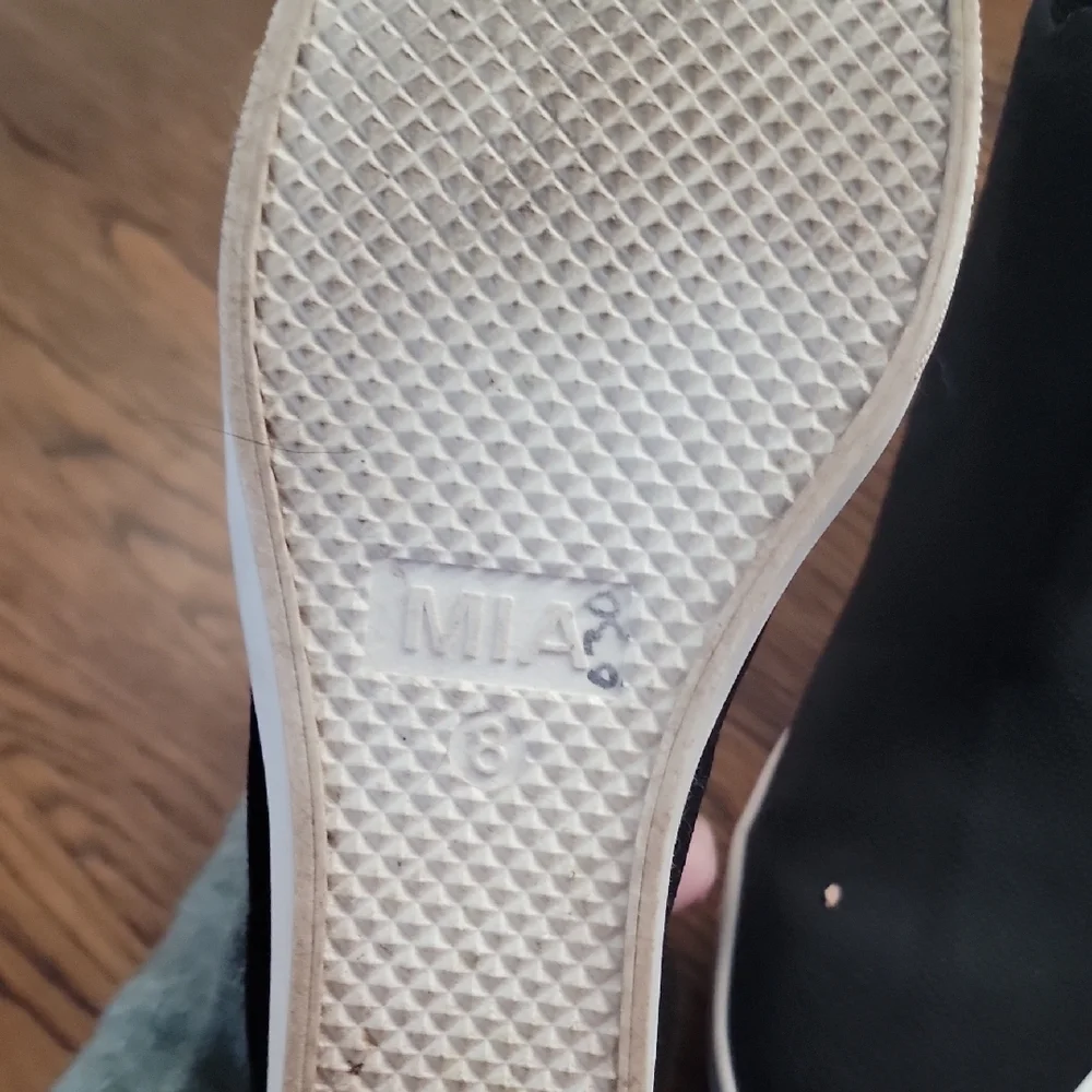 Black Knit Wedge Sneakers - Picture 2 of 3